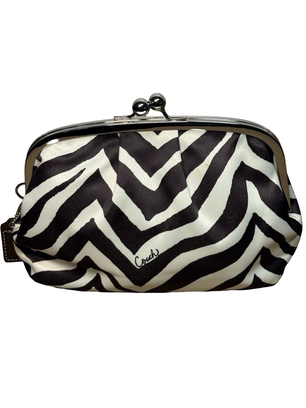 🔥 Rare Vintage Find! Authentic Coach Zebra Print Kiss-lock Framed Clutch